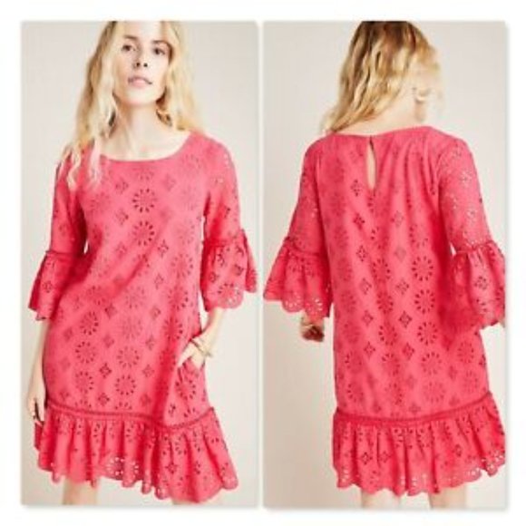 **SALE**  Anthropologie Dani Eyelet Lace Pink Tunic dress - Size 2 - Picture 1 of 4